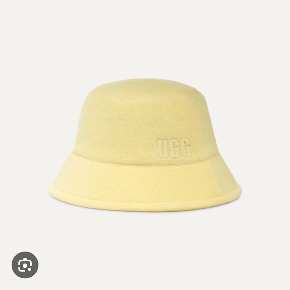 NEW UGG Womens Terry Cloth Bucket Hat L/XL Honeycomb Soft Yellow Logo - Picture 1 of 14